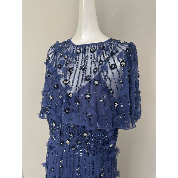 MAC DUGGAL EMBELLISHED ILLUSION CAPE SLEEVE TRUMPET GOWN - Picture 10 of 11